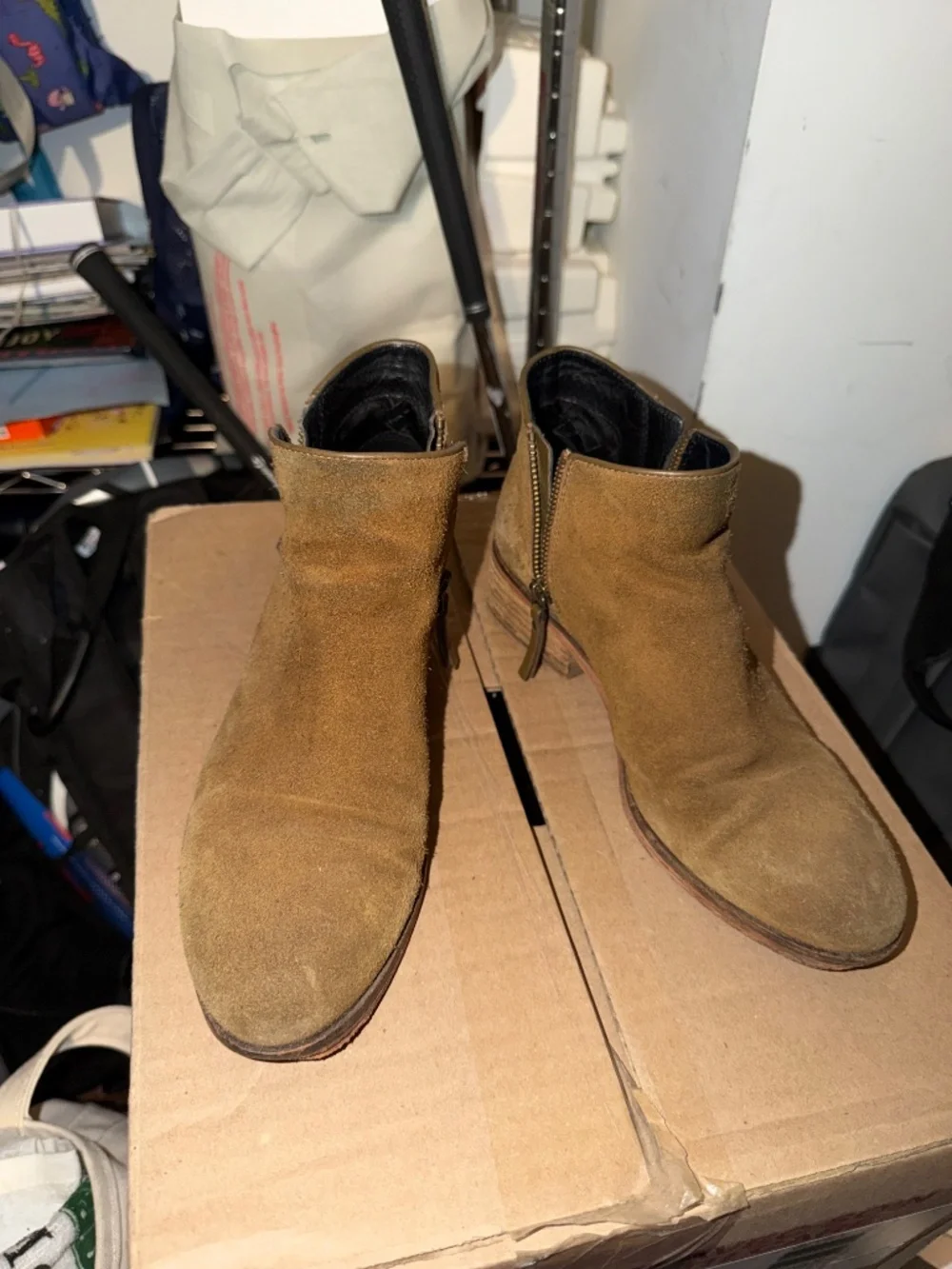 Tan Cole Haan suede ankle booties